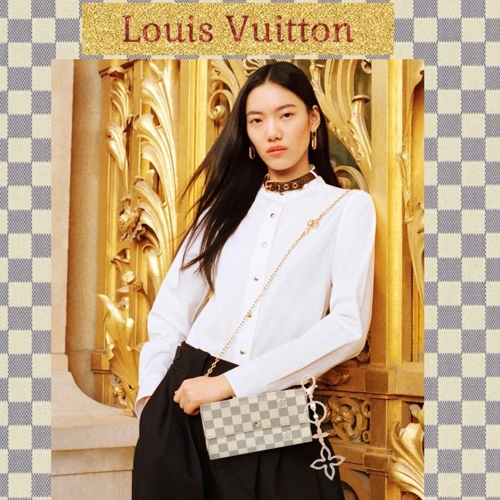 - Louis Vuitton Damier Azur Porte Feuille Sarah Long Bifold Wallet/converted